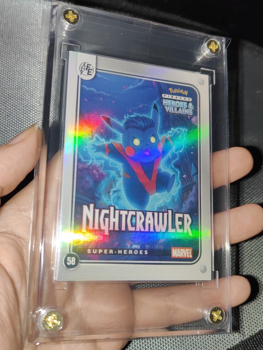 Nightcrawler Pikachu X-Men holo encased Heroes & Villians Marvel card Unofficial